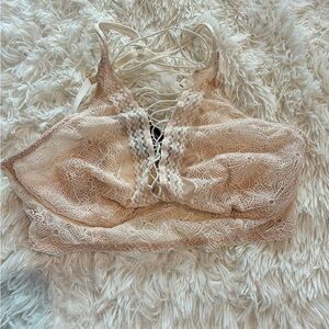 Victoria's Secret Lace-Up Bralette in Cream